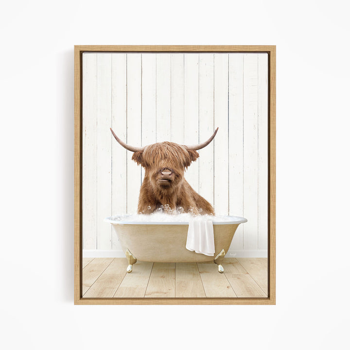 Highland Cow in Farmhouse Bath