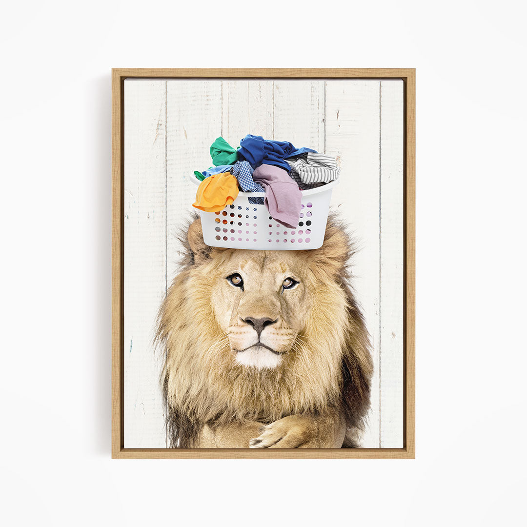 Lion With Laundry Basket On Head - Farmhouse Wall
