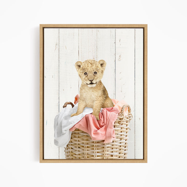 Lion Cub in Laundry Basket - Farmhouse Wall