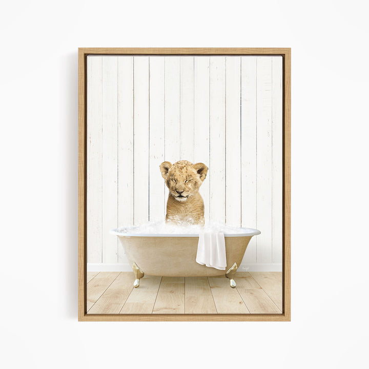 Lion Cub in Farmhouse Bath