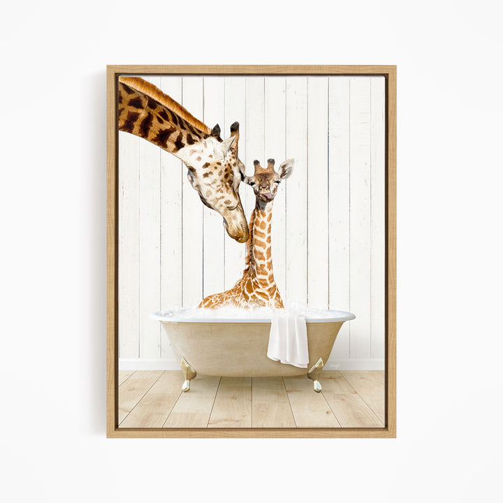 Mother and Baby Giraffe in Farmhouse Bath