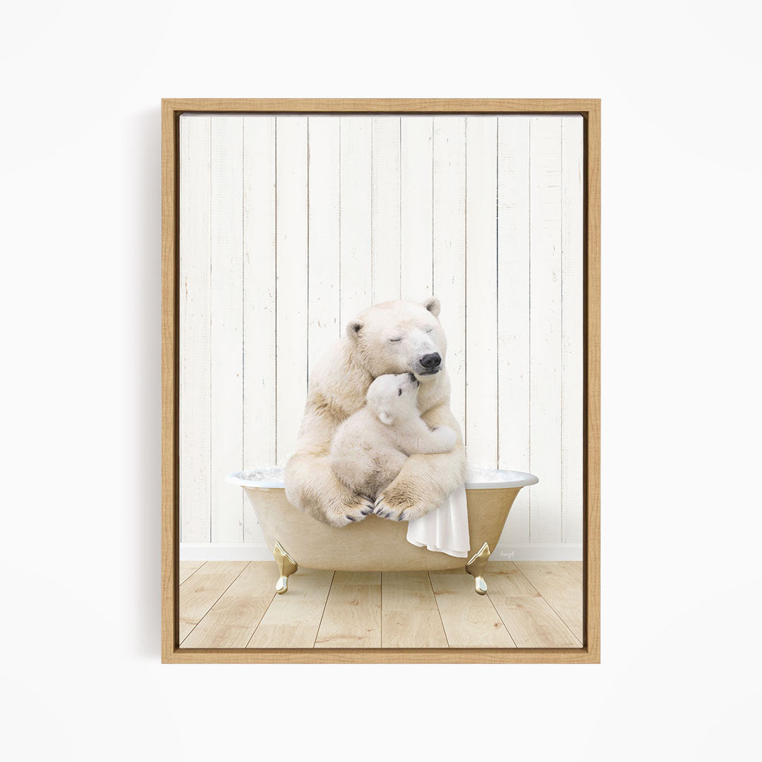 Mother and Baby Polar Bear in Farmhouse Bath