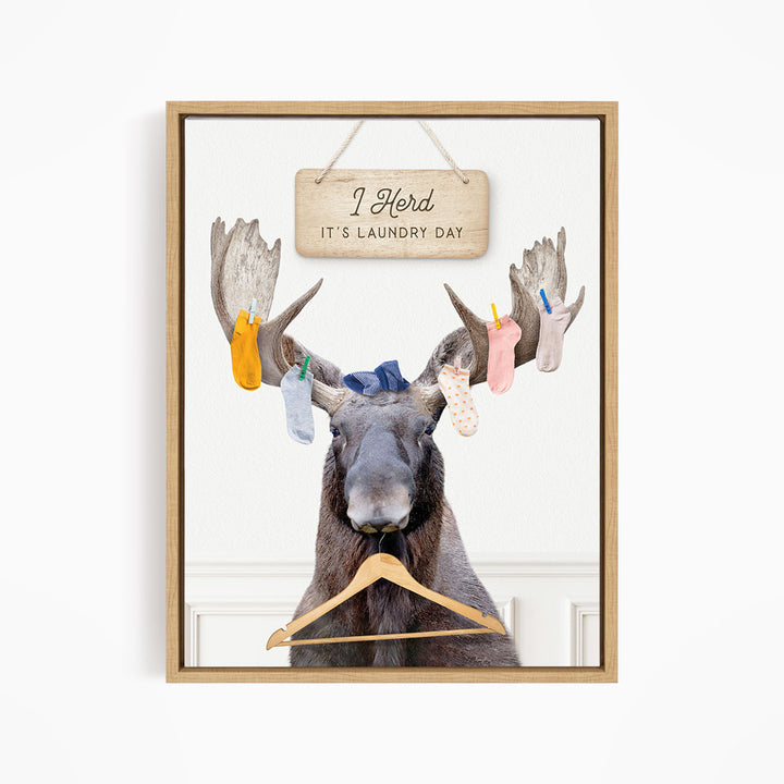 Moose Wearing Socks with Laundry Hanger