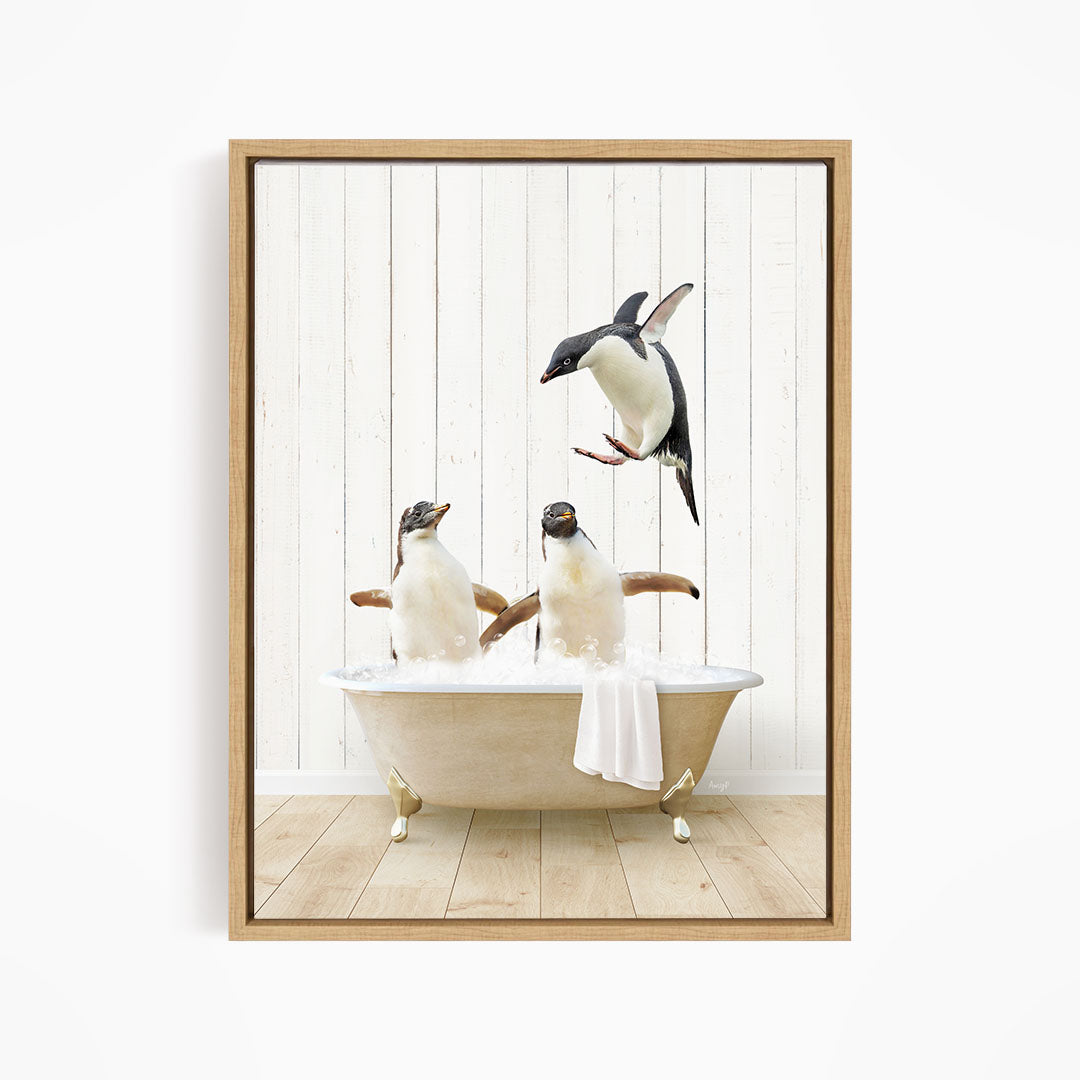 Penguins in Farmhouse Bath