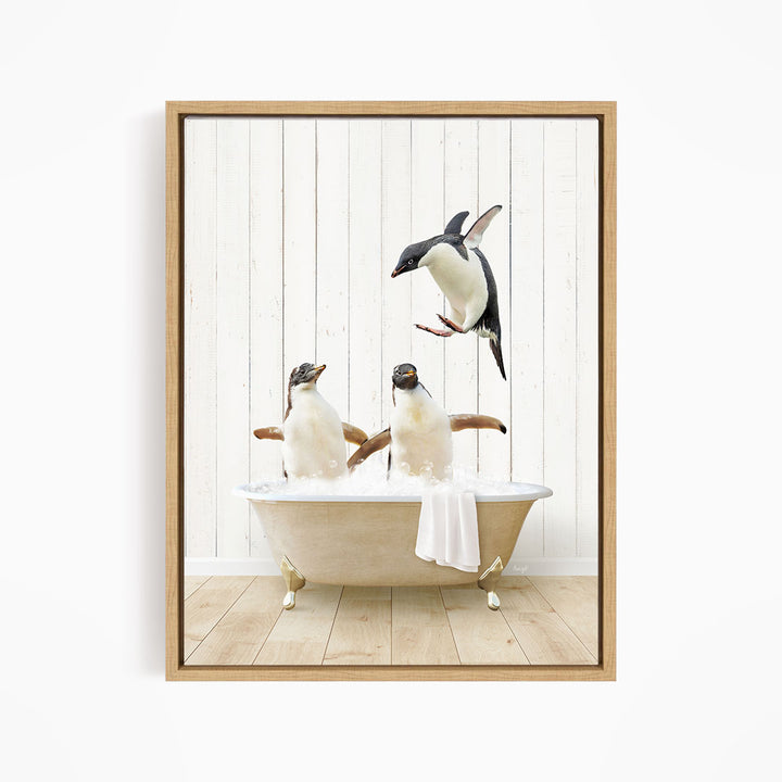 Penguins in Farmhouse Bath