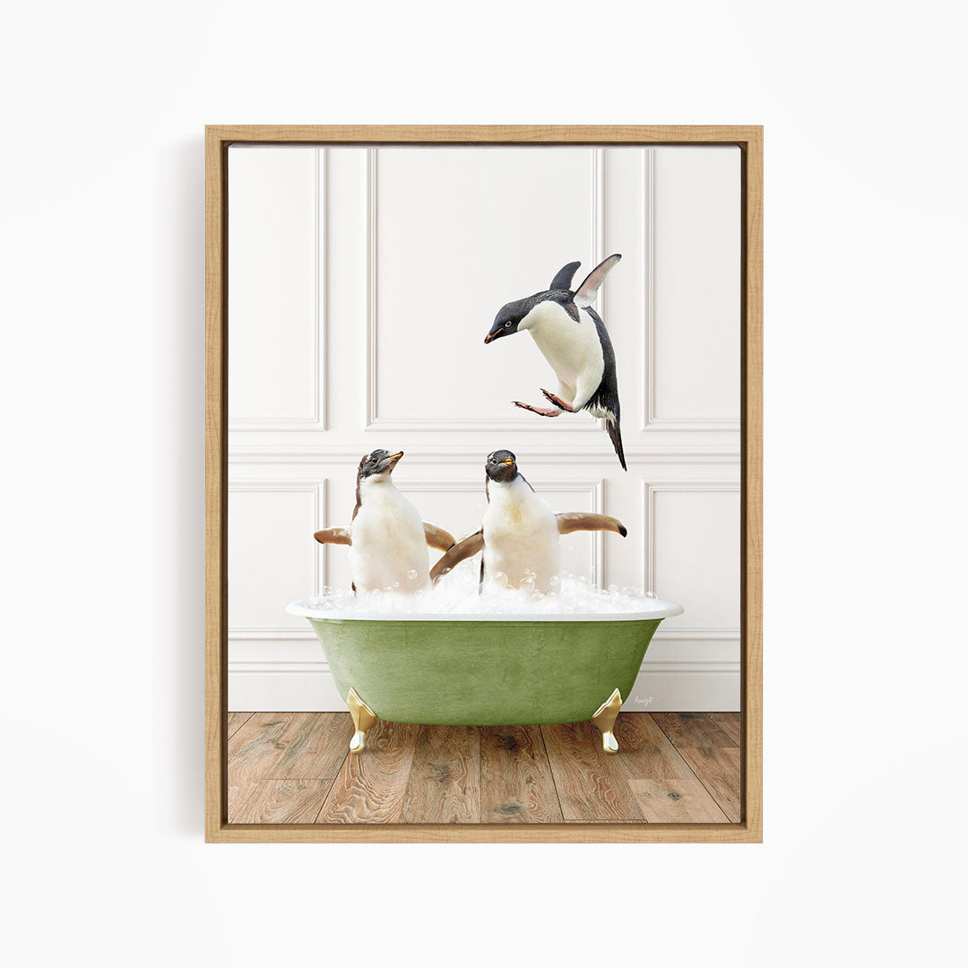 Penguins in Transitional Bath Style