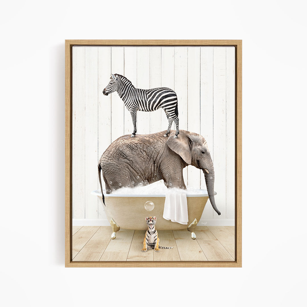 Safari Animals in Farmhouse Bath