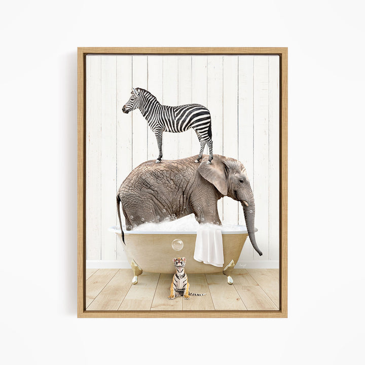 Safari Animals in Farmhouse Bath