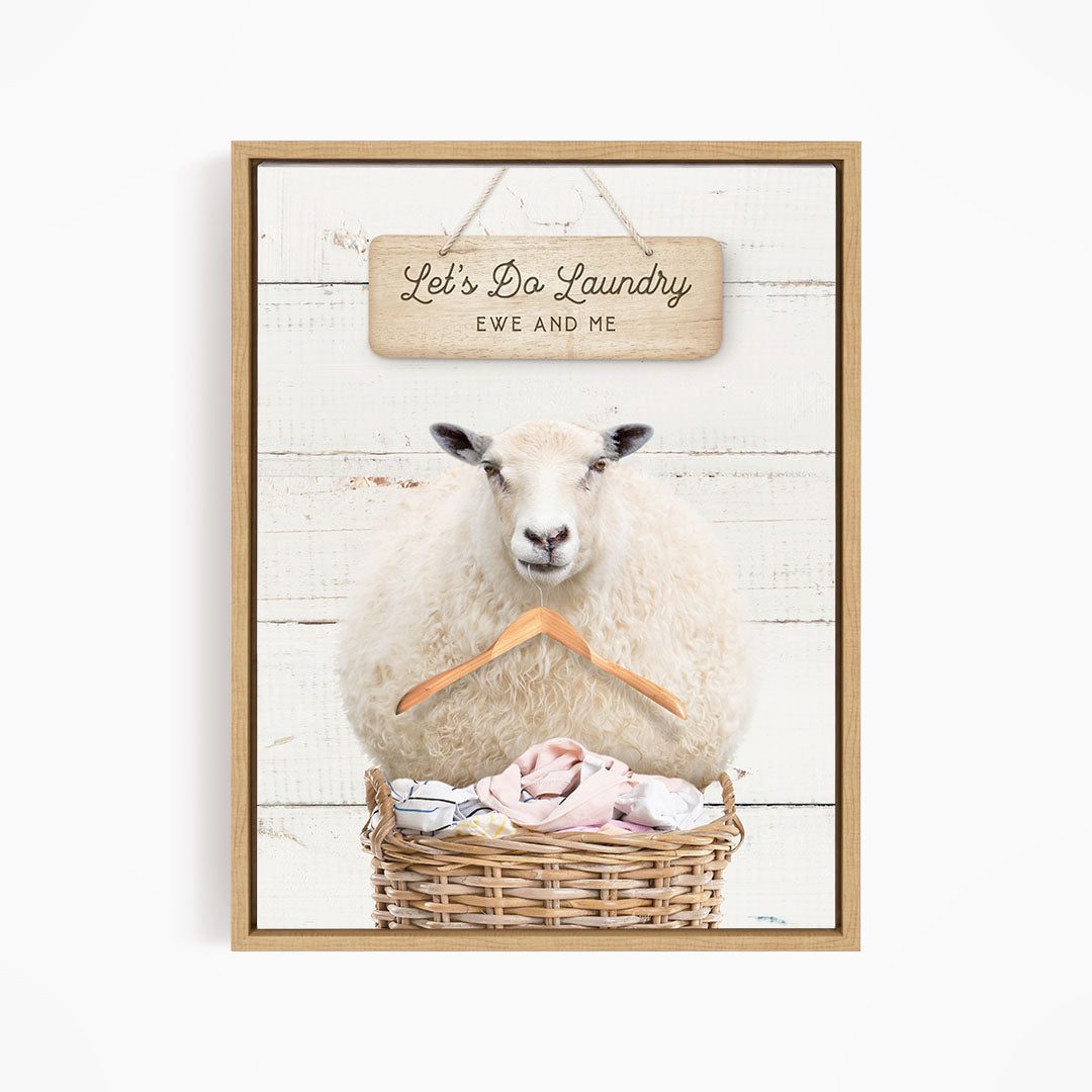 Sheep in Laundry Basket with Hanger - Farmhouse Wall Funny Sayings