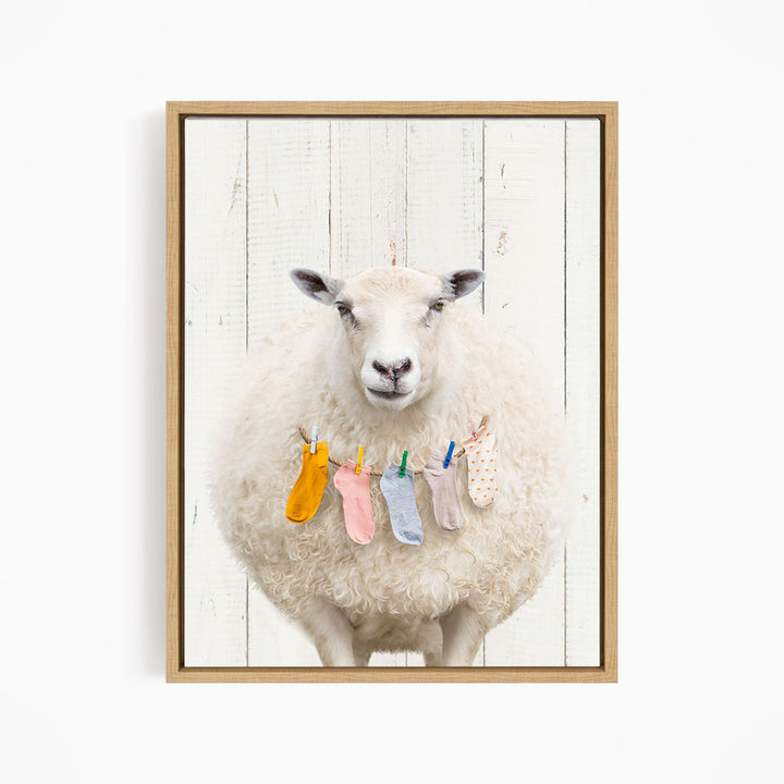 Sheep With Lost Laundry Socks - Farmhouse Wall