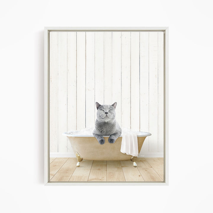 Cat in Farmhouse Bath