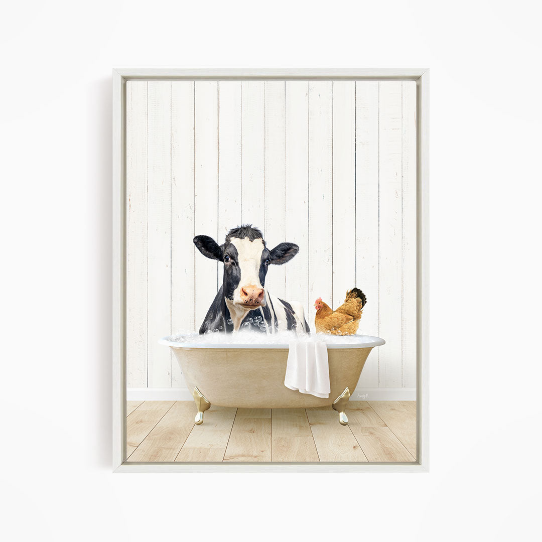Cow and Chicken in Farmhouse Bath