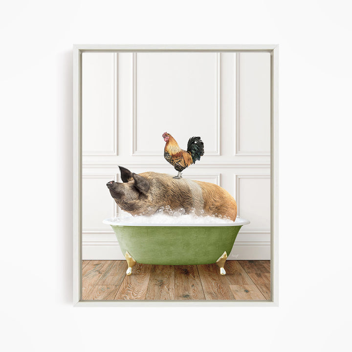 Hog and Rooster in Transitional Bath Style