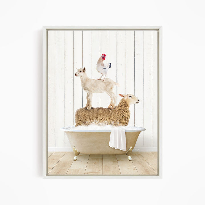 Stacked Farm Animals in Farmhouse Bath