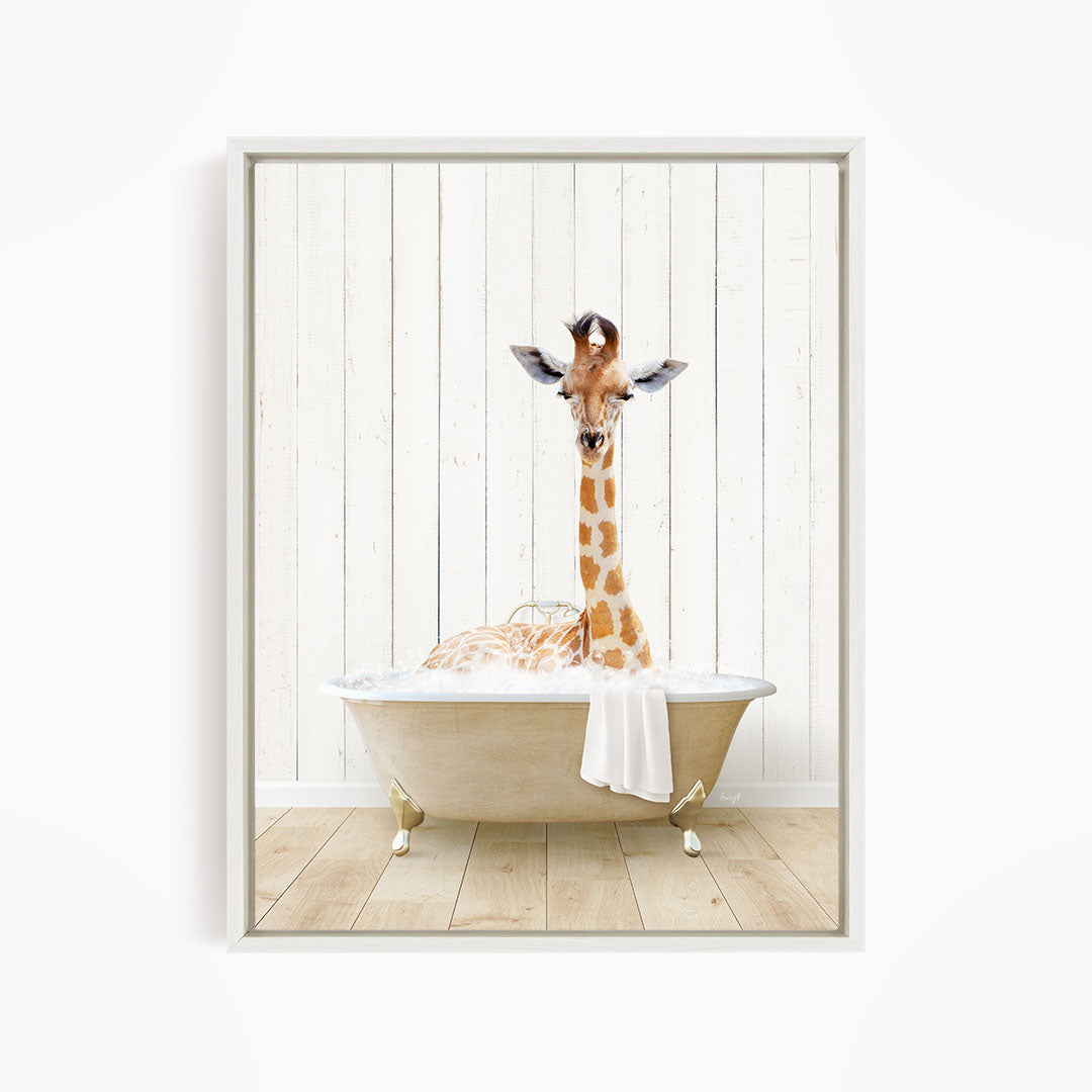 Giraffe in Farmhouse Bath