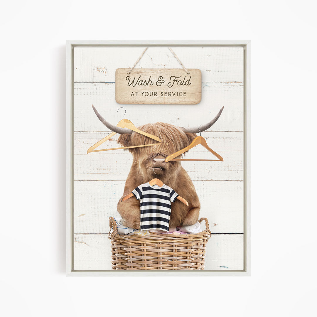 Highland Cow Wash & Fold - Farmhouse Wall Funny Sayings
