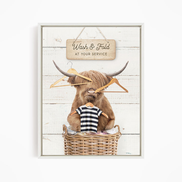 Highland Cow Wash & Fold - Farmhouse Wall Funny Sayings
