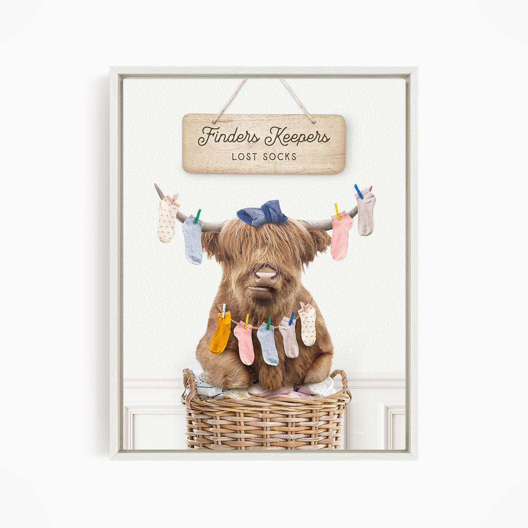 Highland Cow On Laundry Basket Finders Keepers Lost Socks