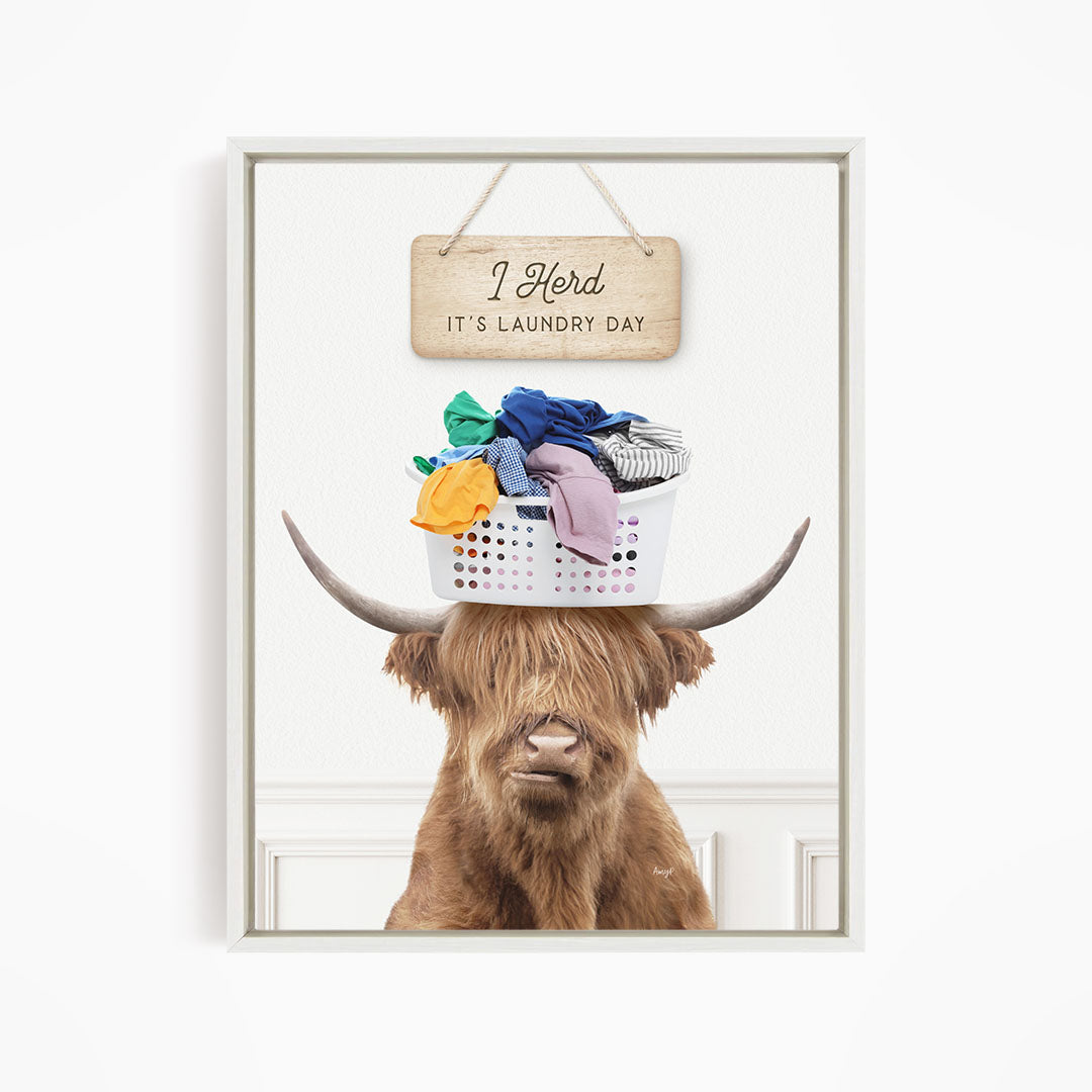 Highland Cow Baskethead I Herd It's Laundry Day