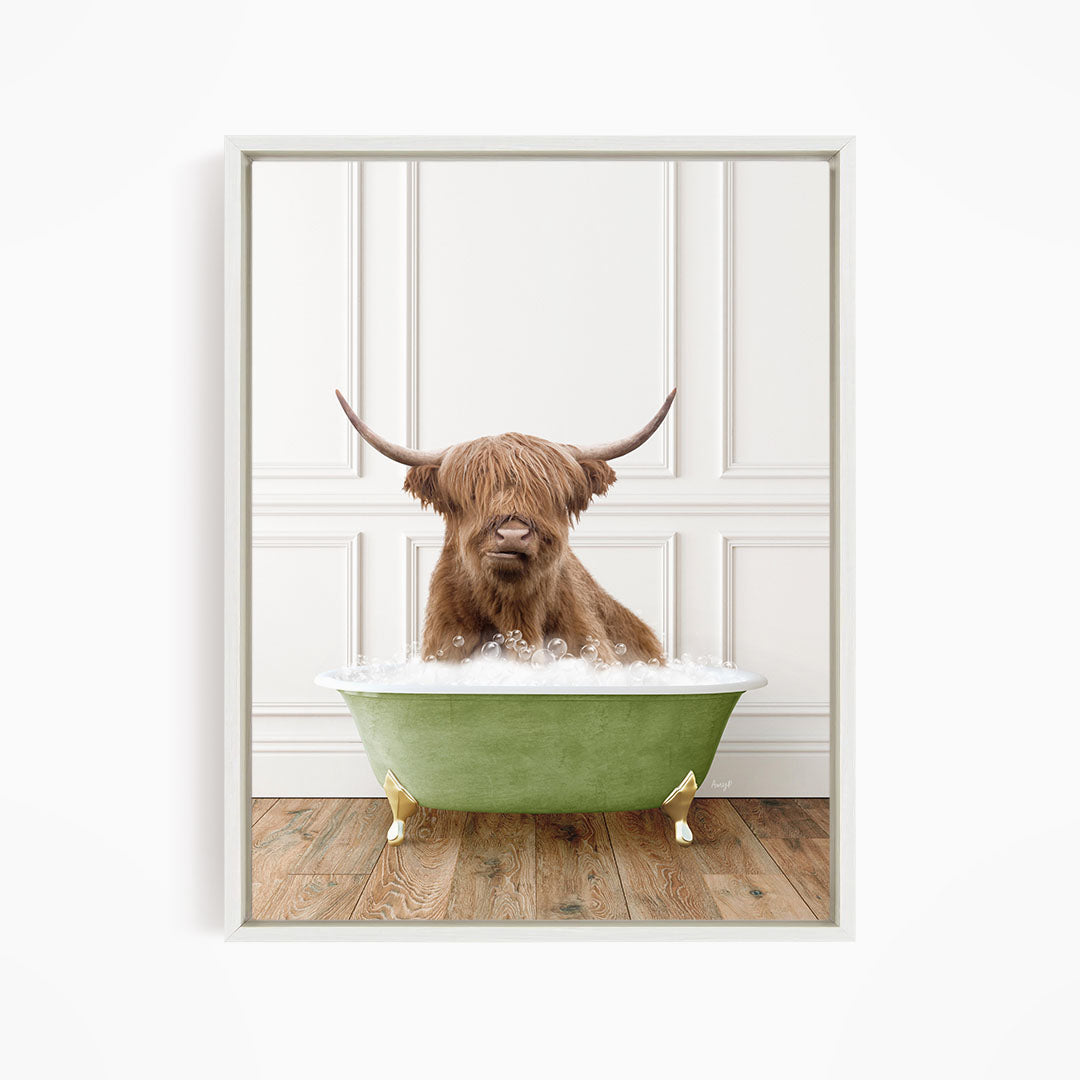 Highland Cow in Transitional Bath Style