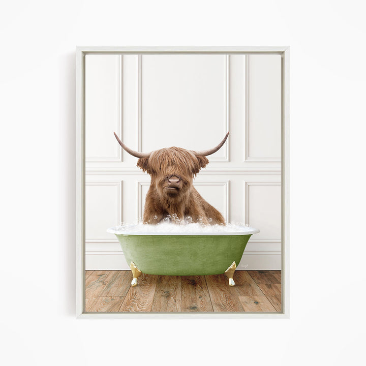 Highland Cow in Transitional Bath Style