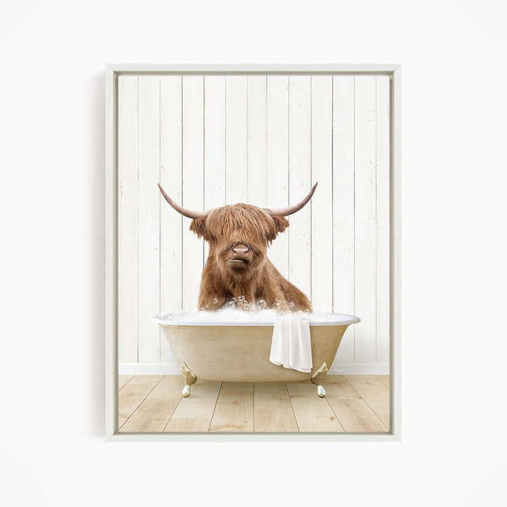 Highland Cow in Farmhouse Bath