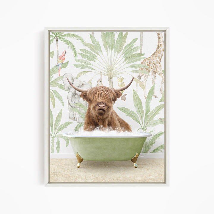 Highland Cow in Safari Bath