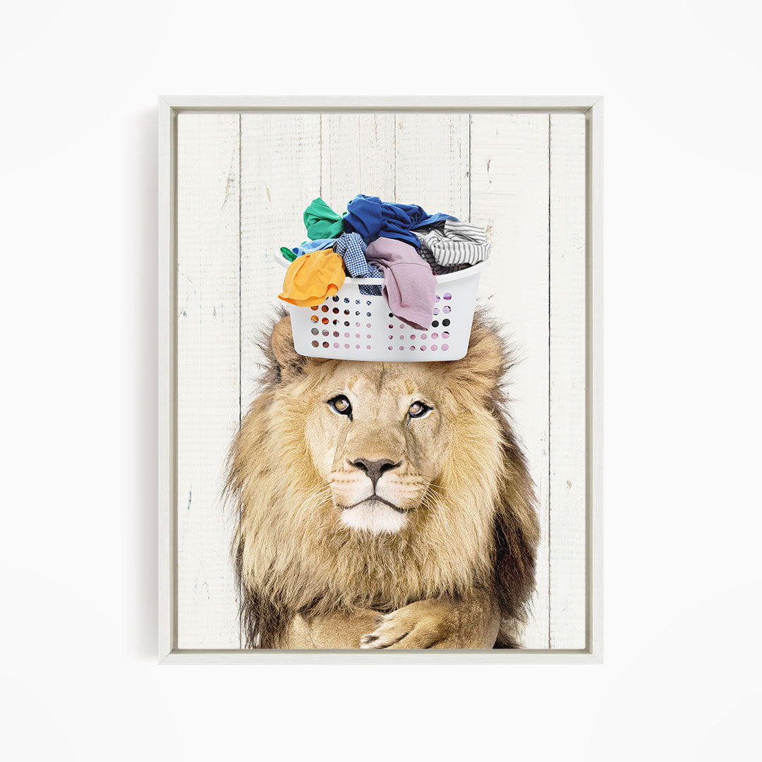 Lion With Laundry Basket On Head - Farmhouse Wall