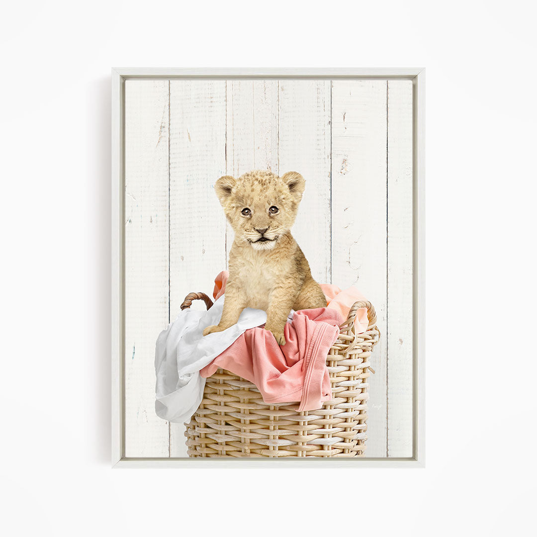 Lion Cub in Laundry Basket - Farmhouse Wall