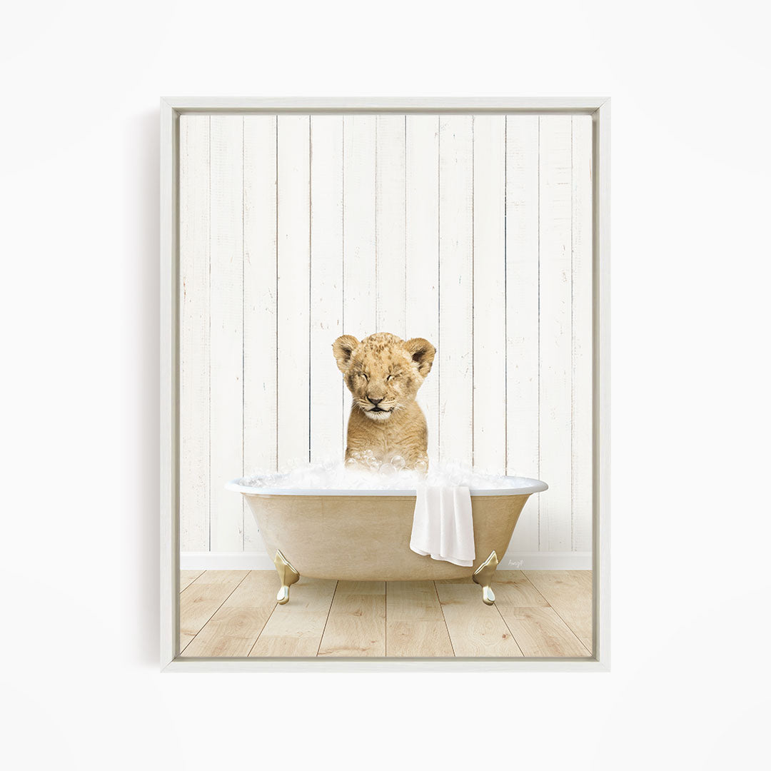 Lion Cub in Farmhouse Bath