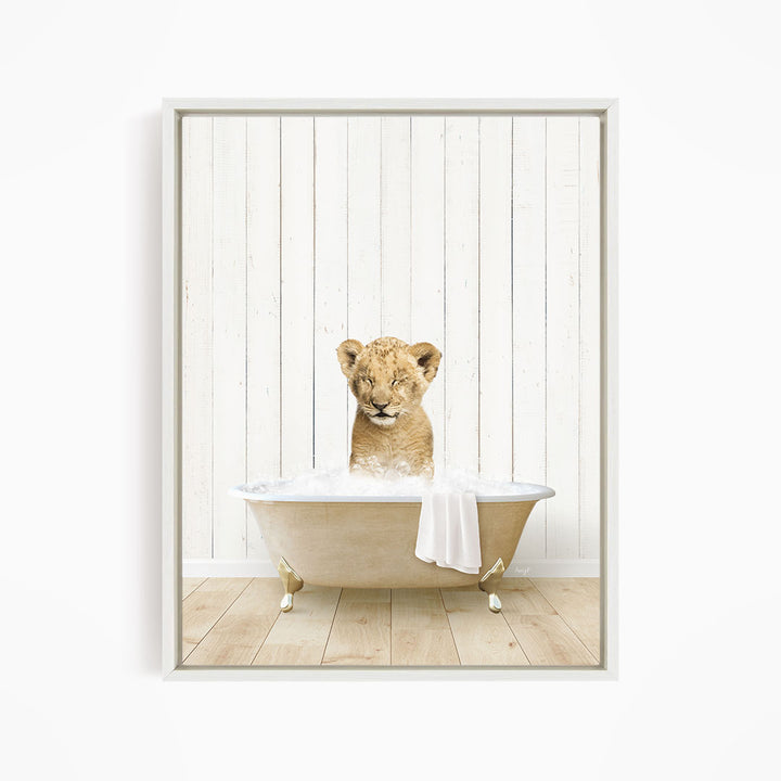 Lion Cub in Farmhouse Bath