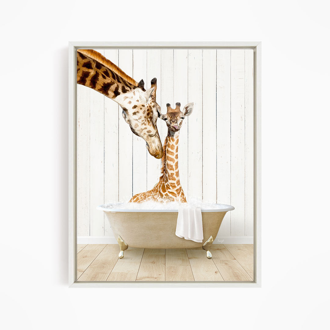 Mother and Baby Giraffe in Farmhouse Bath