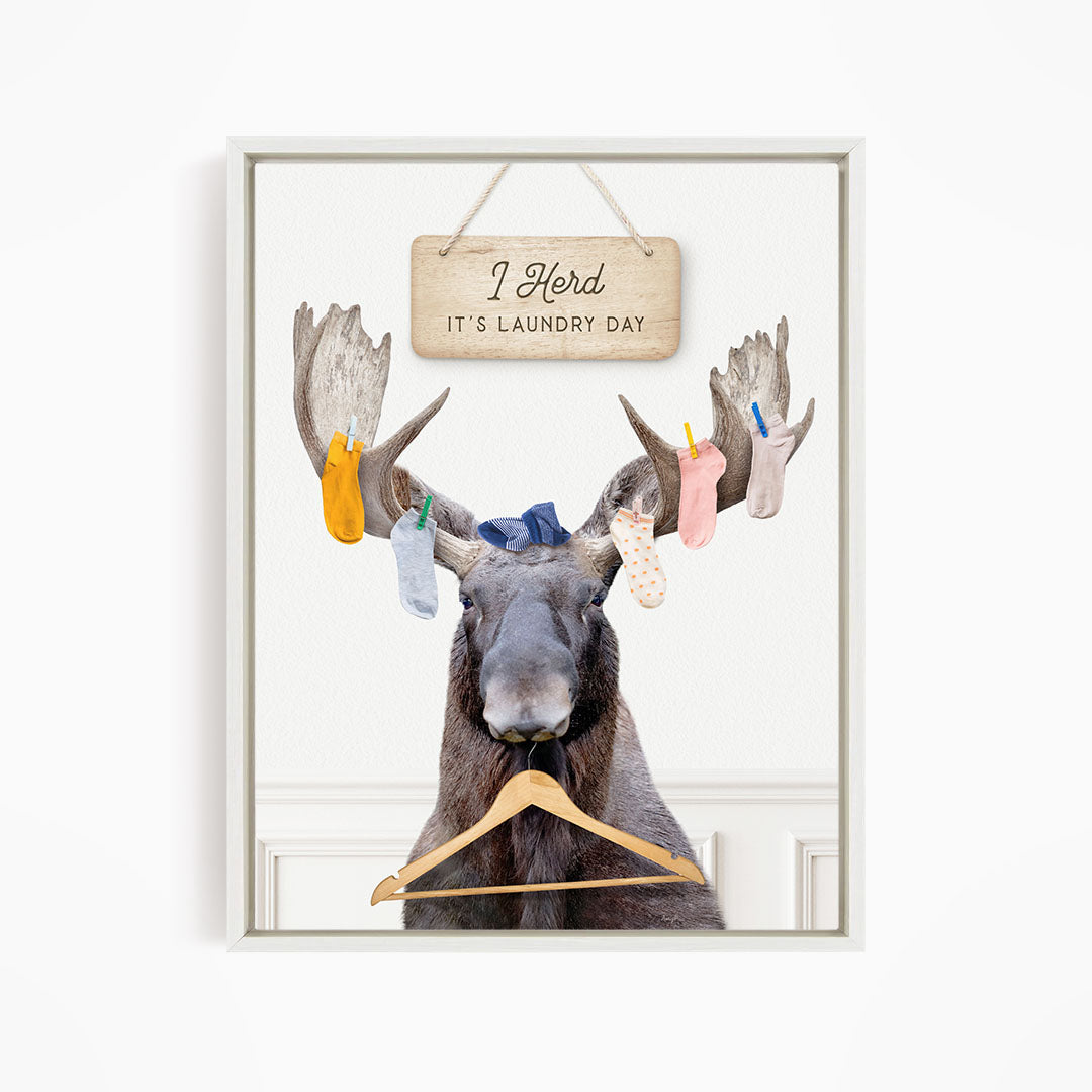 Moose Wearing Socks with Laundry Hanger