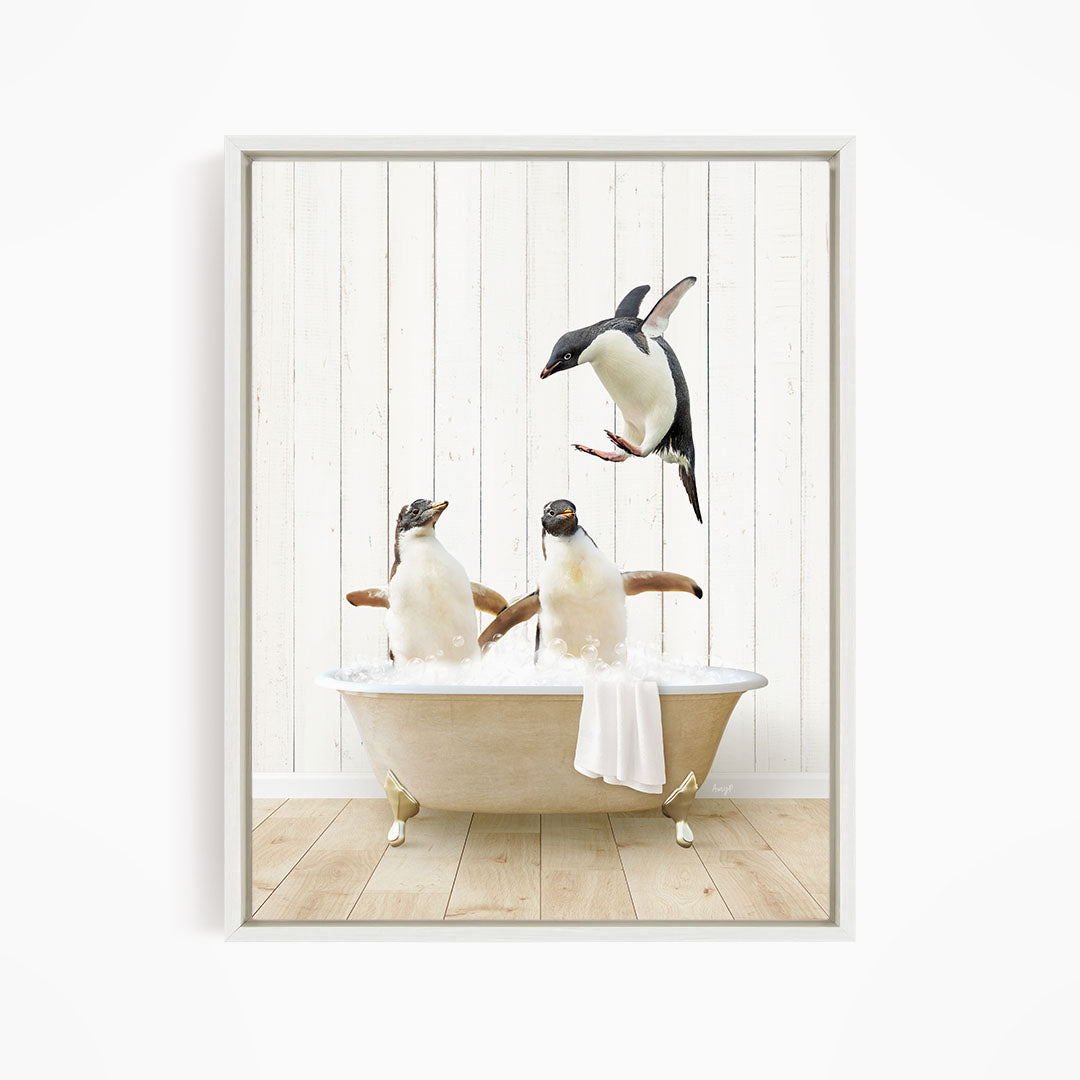 Penguins in Farmhouse Bath