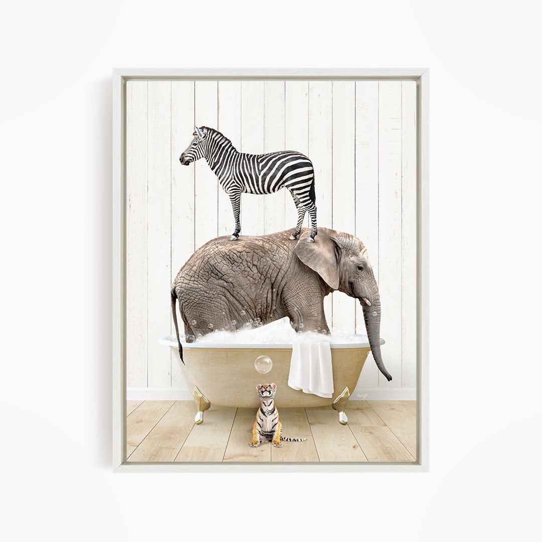 Safari Animals in Farmhouse Bath