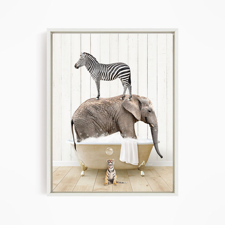 Safari Animals in Farmhouse Bath