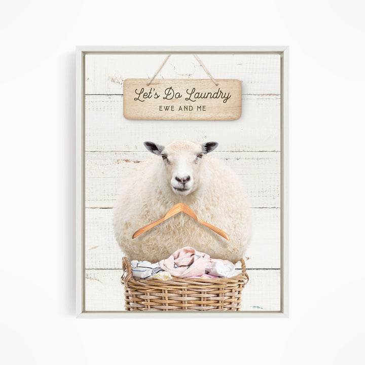 Sheep in Laundry Basket with Hanger - Farmhouse Wall Funny Sayings