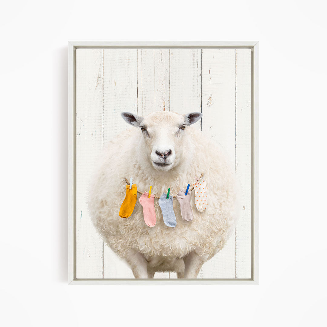 Sheep With Lost Laundry Socks - Farmhouse Wall