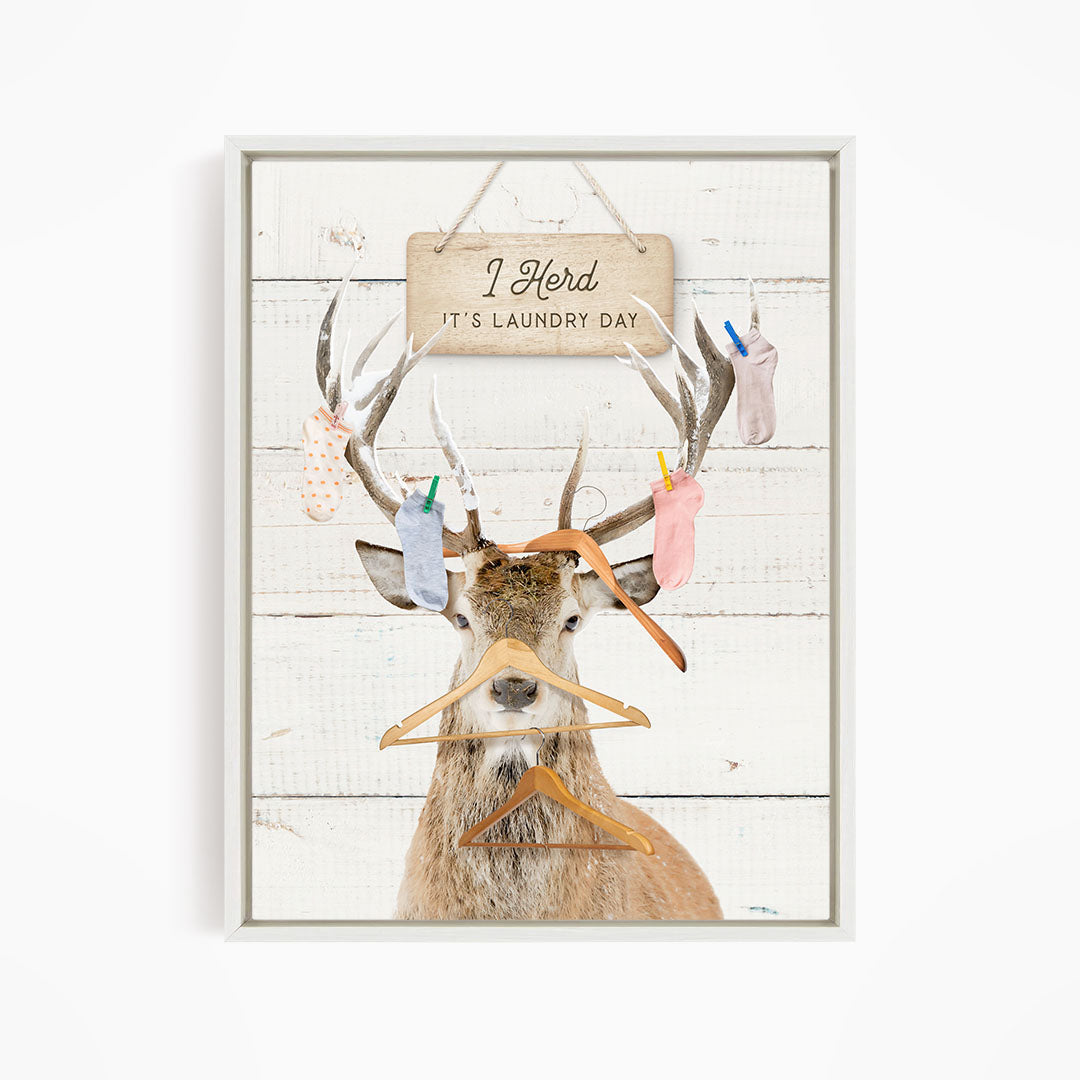 Deer with Socks and Hangers - Farmhouse Wall Funny Sayings