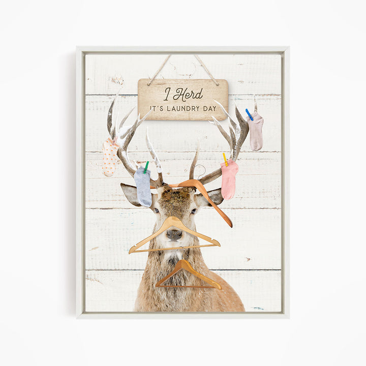 Deer with Socks and Hangers - Farmhouse Wall Funny Sayings