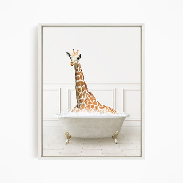 Tall Giraffe in Modern Neutral Bath