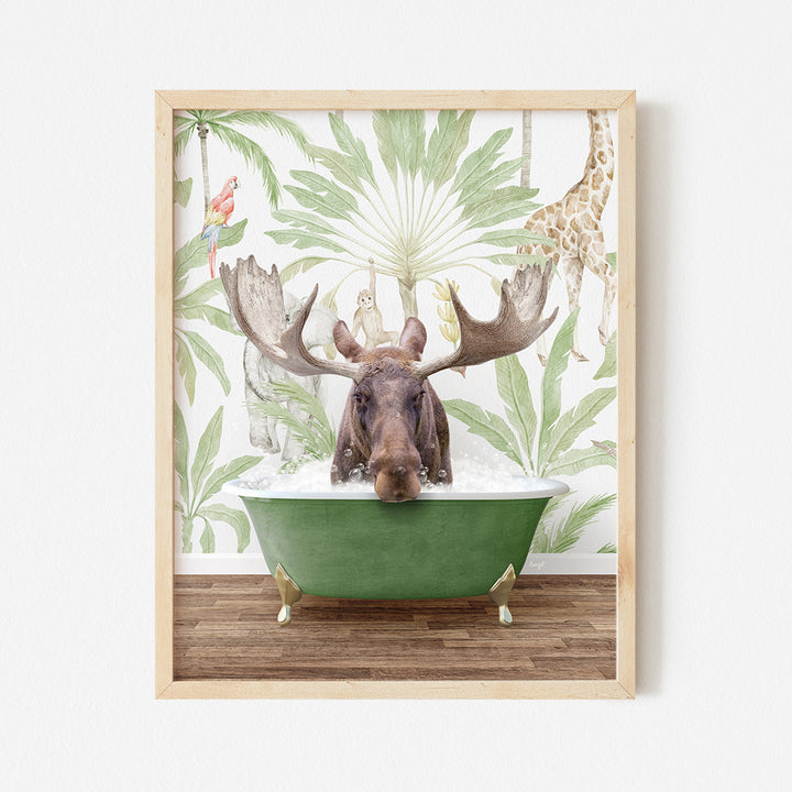 a picture of a moose in a bathtub