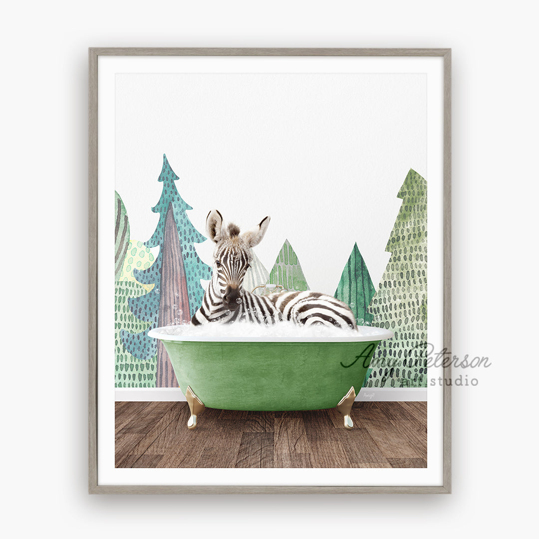 a picture of a zebra in a bathtub