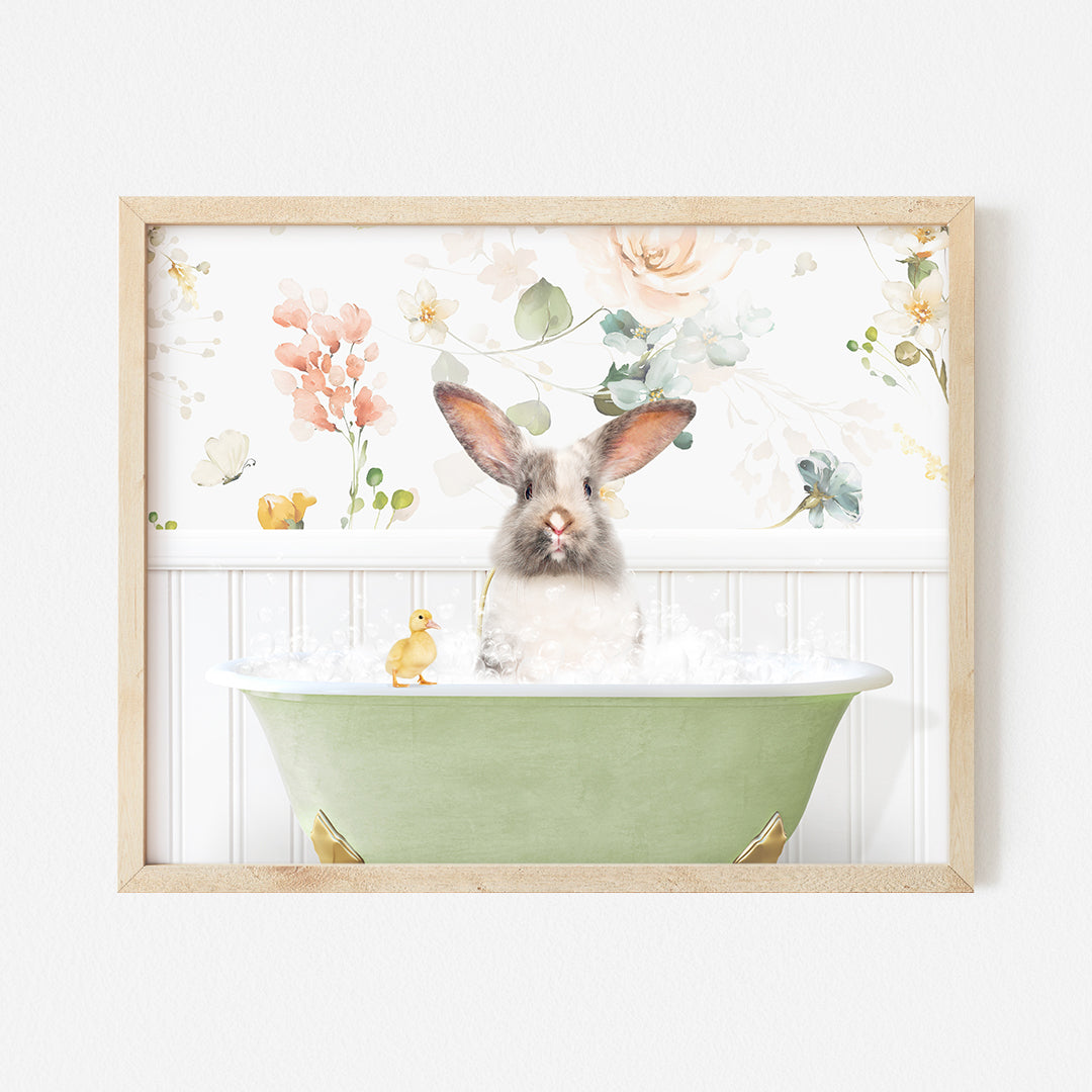 a picture of a bunny in a bathtub