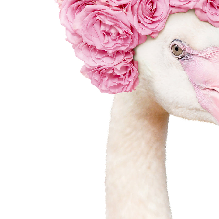 Flamingo Head Full of Roses - Whimsy Animal