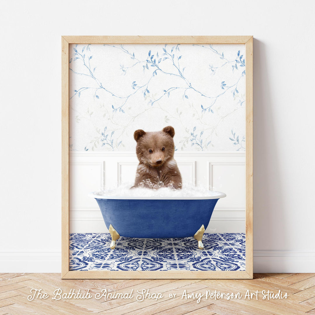 Bear Cub in Eclectic Blue Bath