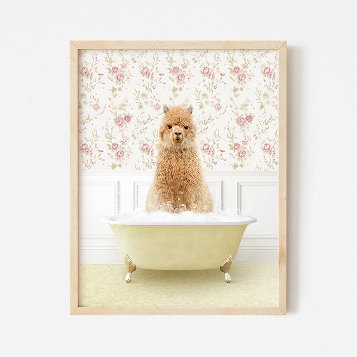 Alpaca in Vintage Yellow Bathroom