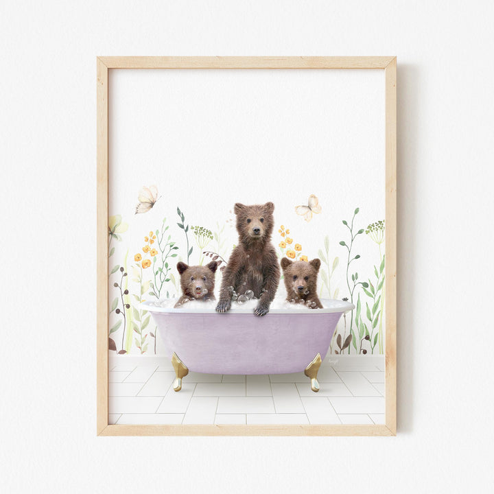 Three Bear Cubs in Spring Bath