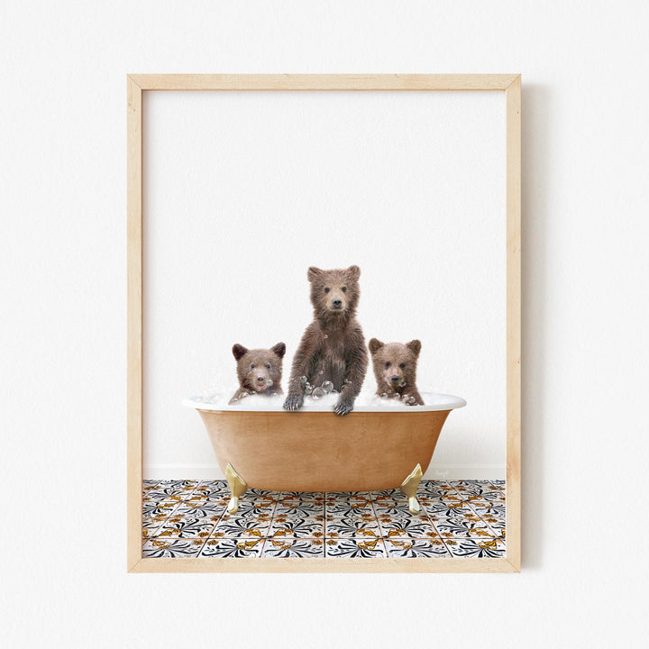 Three Bear Cubs in Mediterranean Bath