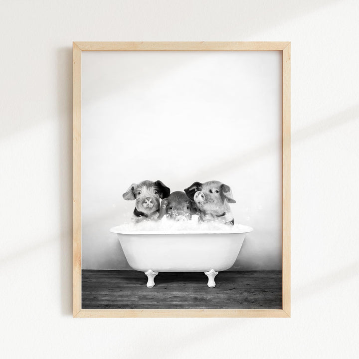 Three Little Pigs in Rustic Black and White